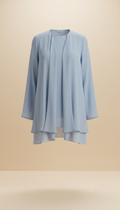 Cloud blue chiffon tunic with flowing hem