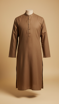 Mocha cotton kurta with tailored fit