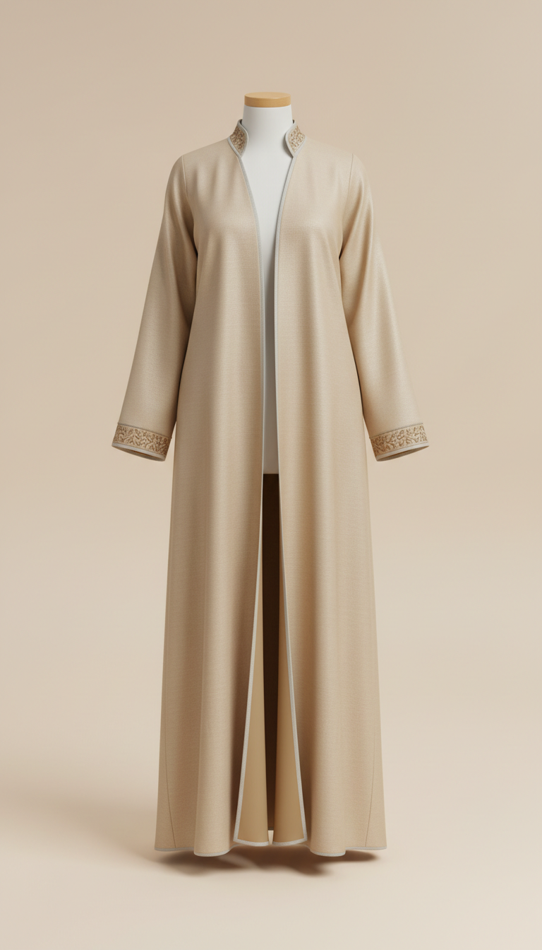 Champagne gold abaya with subtle shimmer