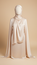 Warm pearl silk hijab with soft sheen