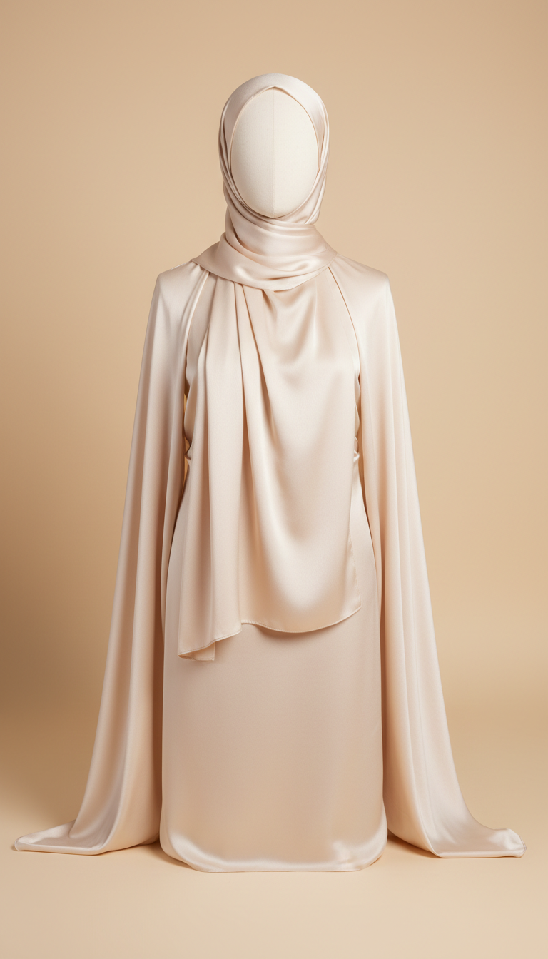 Warm pearl silk hijab with soft sheen